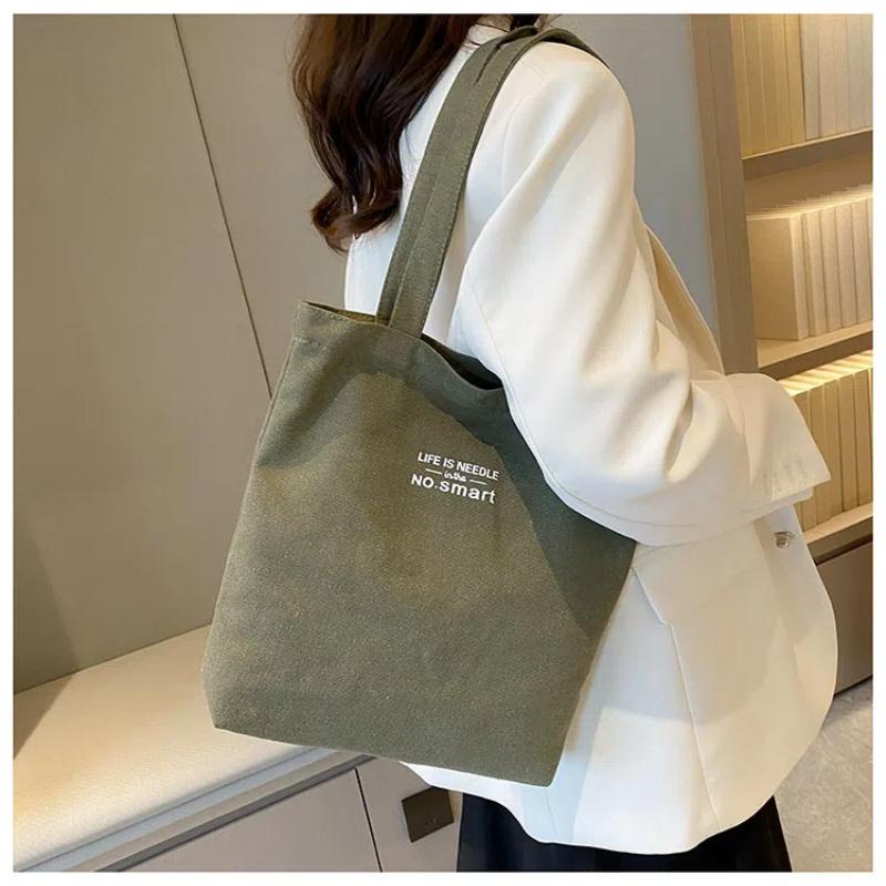 Женская холщовая сумка-тоут, повседневная на плечо, для работы, большая вместимость, с ручками, многофункциональная, большая хозяйственная сумка