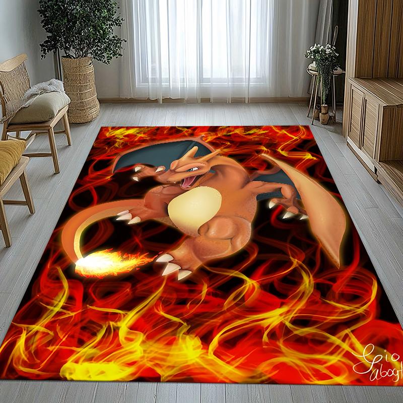 Charizard Charmander Pokemon Living Room Non-Slip Area Rug Soft Carpet for Bedroom Kids Playroom Sofa,Home Decor Doormat Gift