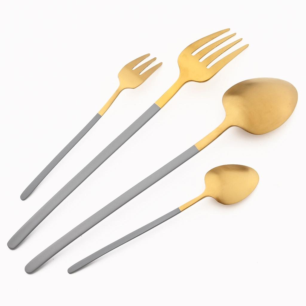 Matte Gold Stainless Steel Dinnerware Cutlery Set Dinner Knife Forks Coffee Spoon Silverware Kitchen Flatware Tableware Sets