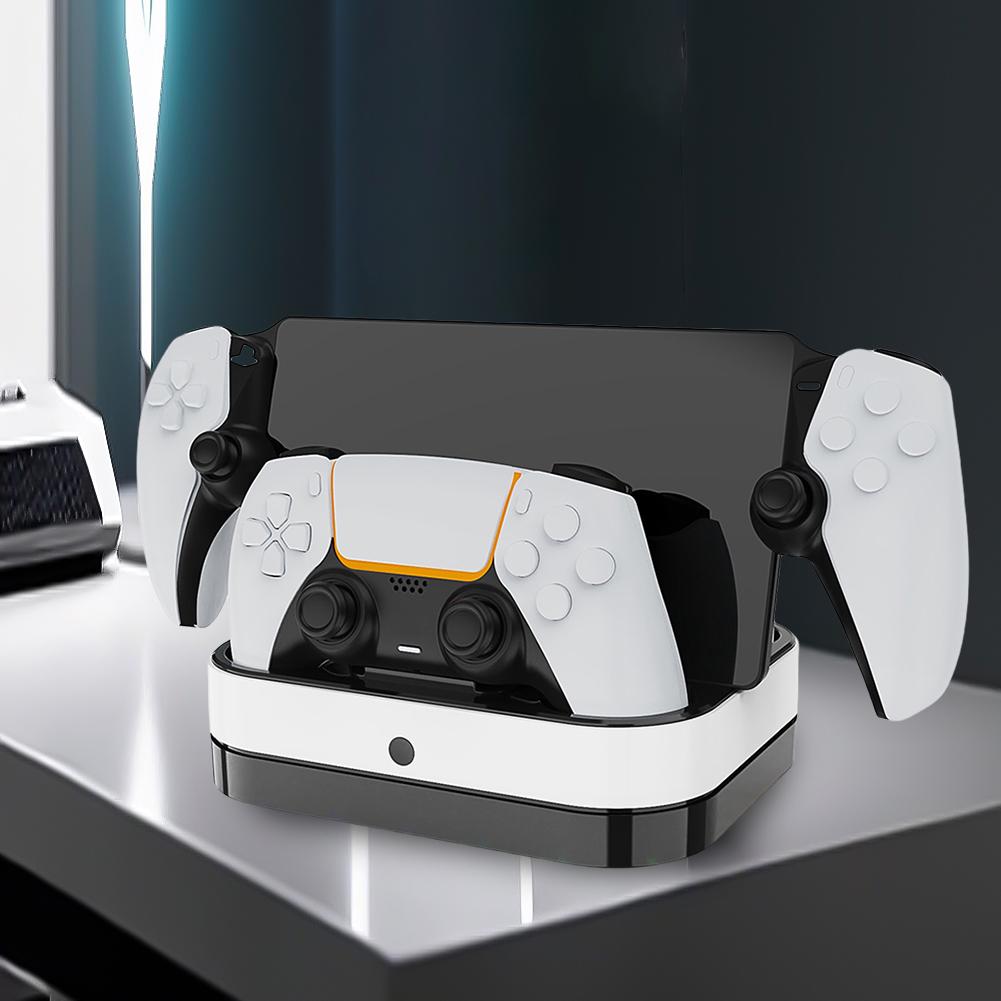 Для PS5 Двойная зарядная станция Светодиодный индикатор RGB-подсветка Быстрая зарядка Док-станция Зарядная подставка для контроллера PS5 PS Portal