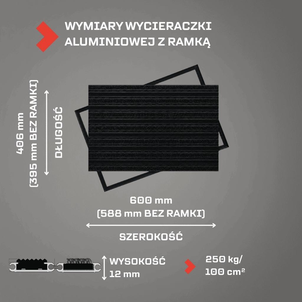 Polentex Premium Black Combi Junior Doormat 12 Rubber-Grips 60X40 Frame