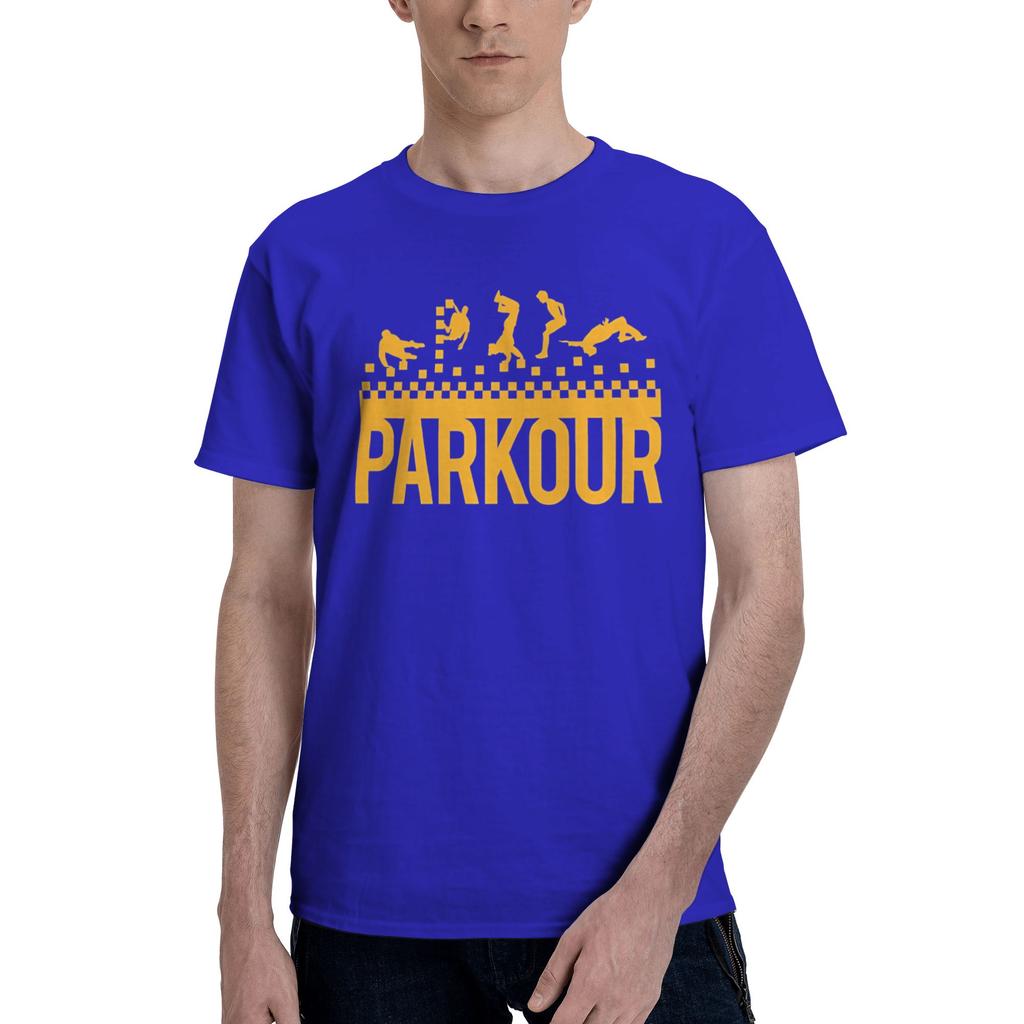 Yellow Mens T Shirt Parkour Unique Tee Shirt Short Sleeve Round Collar 100 Cotton Summer Clothes TShirt