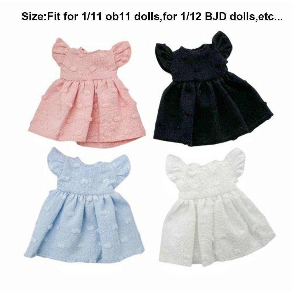 Fashion Doll Dot Dresses Accessories Tops Clothes Skirt for 1/11 OB11 Dolls/for 1/12 BJD