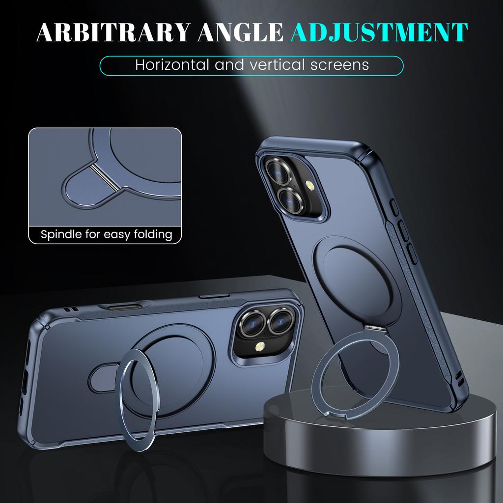 For iPhone 16 Case with Magnetic Kickstand TPU+PC Anti Drop Phone Cover