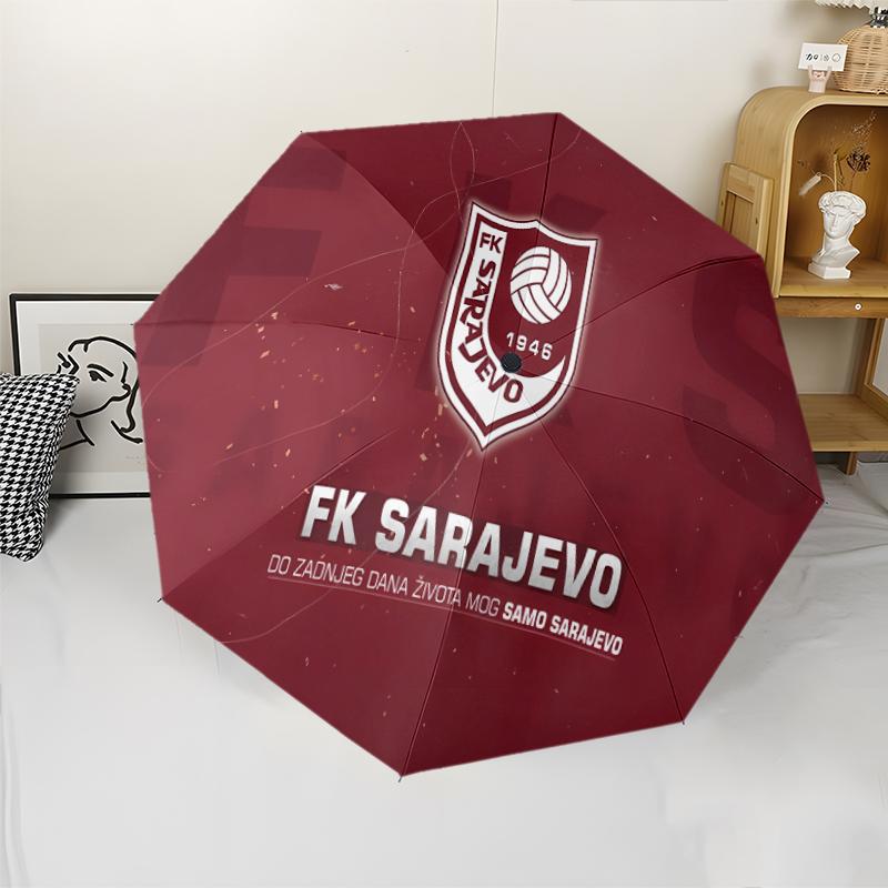 Автоматический зонт FK Sarajevo1946 с принтом, 8 спиц, железный каркас, пластиковая ручка, подходит для путешествий на открытом воздухе и на каждый день, идеальный подарок