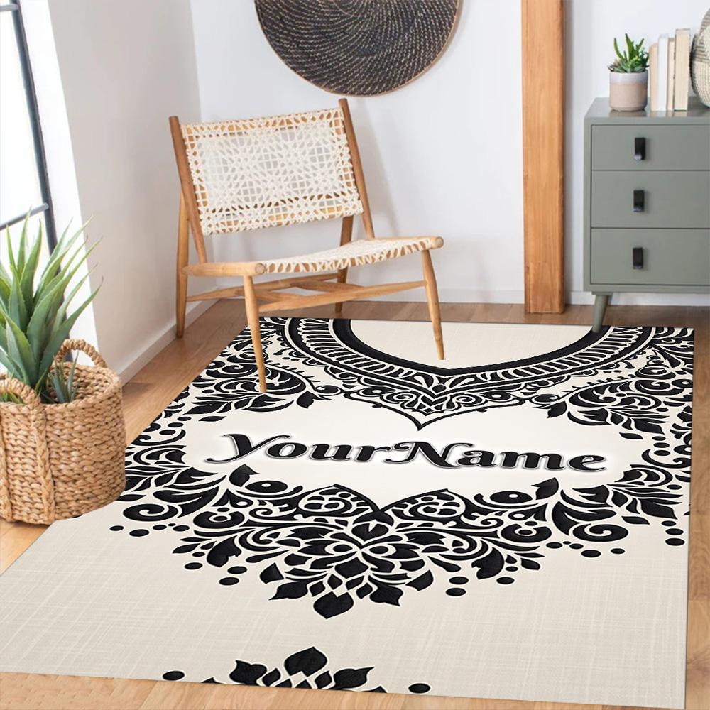 Ethnic Tribal Patterns Customizable Name Area Rug Perfect for Entryway Decorate room Foyer Dormitory Antislip Carpet Anime Office Decor