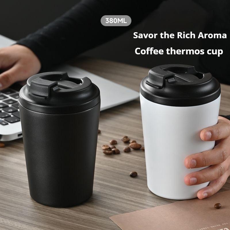 12oz Coffee Mug Stainless Steel Thermos Mug Car Insulated Flask Water Tumbler for Outdoor Sports Non-Slip Travel Vacuum Flask