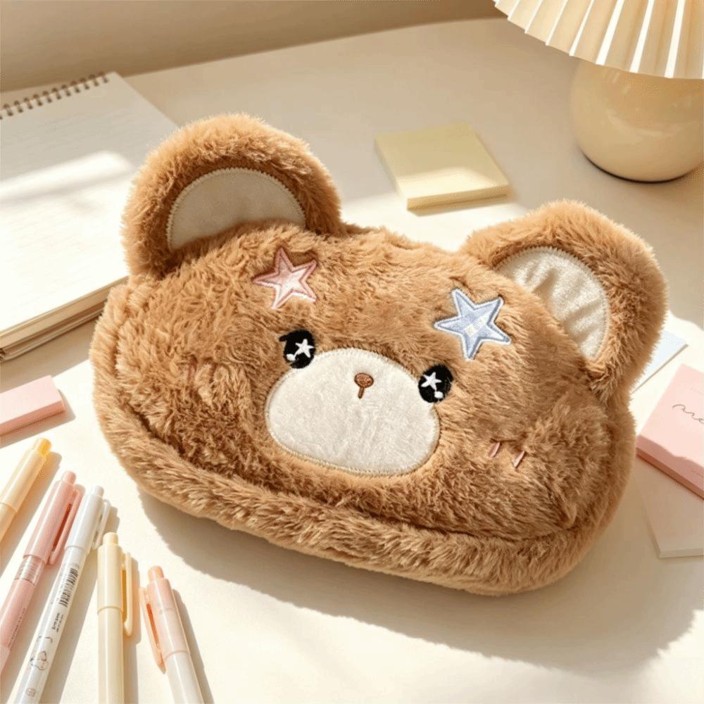 Cartoon Bear Plush Bear Pencil Case Fluffy Plush Pen Bag Pen Box Plush Pencil Case Office
