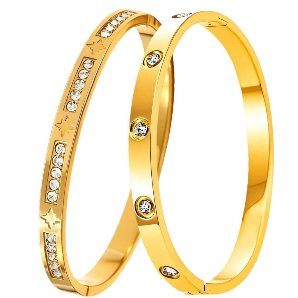 Simple Fashion Roman Numeral Interwoven Titanium Steel Women's Diamond Bracelet with Double-Layer Buckle
