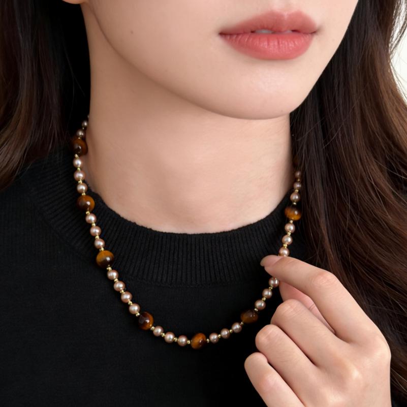 Бусы Maillard Tiger Eye: Шикарная, универсальная модная цепочка на ключицы с уникальным дизайнерским чувством.
