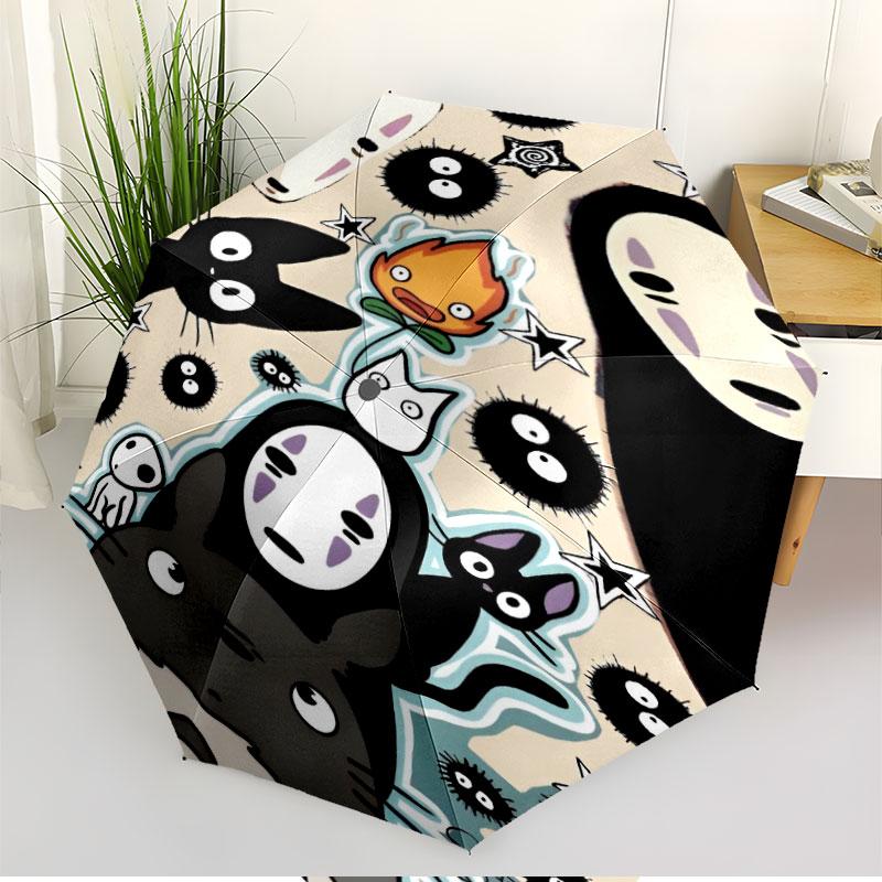 My Neighbor Totoro Print Automatic Open Close Umbrella, Portable Foldable Umbrella, for Outdoor Commute Camping Trip, Ideal Birthday Gift