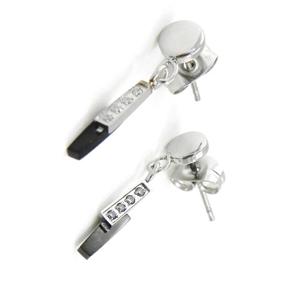 Les Trésors De Lily [I9091] - Silver Ruthenium 'Goddess' Steel Earrings - 22x5 Mm