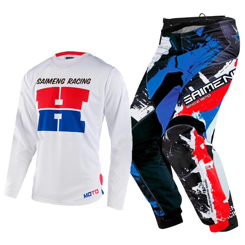 Комплект экипировки для мотокросса для детей 4 5 6 7 8 9 10 11 12 13 лет Молодежный детский мотоциклетный костюм для мальчиков и девочек, майка, штаны, гоночный костюм для бездорожья, эндуро, мотокросса, горного велосипеда