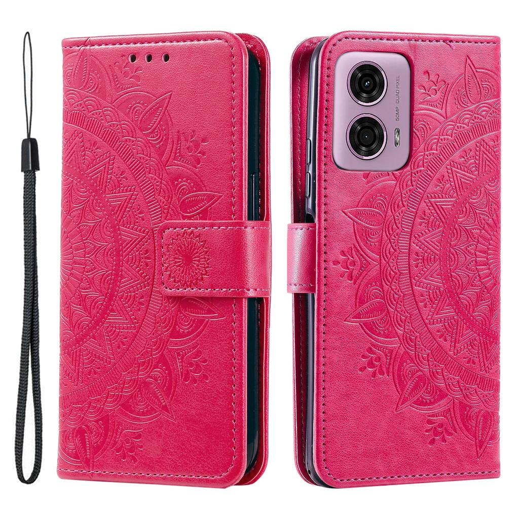 For Motorola Moto E14 4G/G04 4G/G04s 4G/G24 4G Case PU Leather Mandala Pattern Wallet Flip Cover