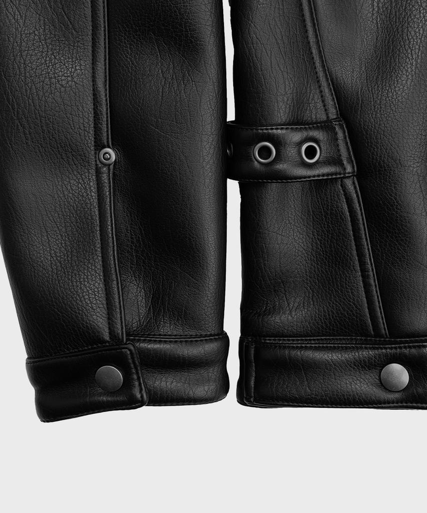 Saintpain Sp Cross Однотонная кожаная куртка Черная