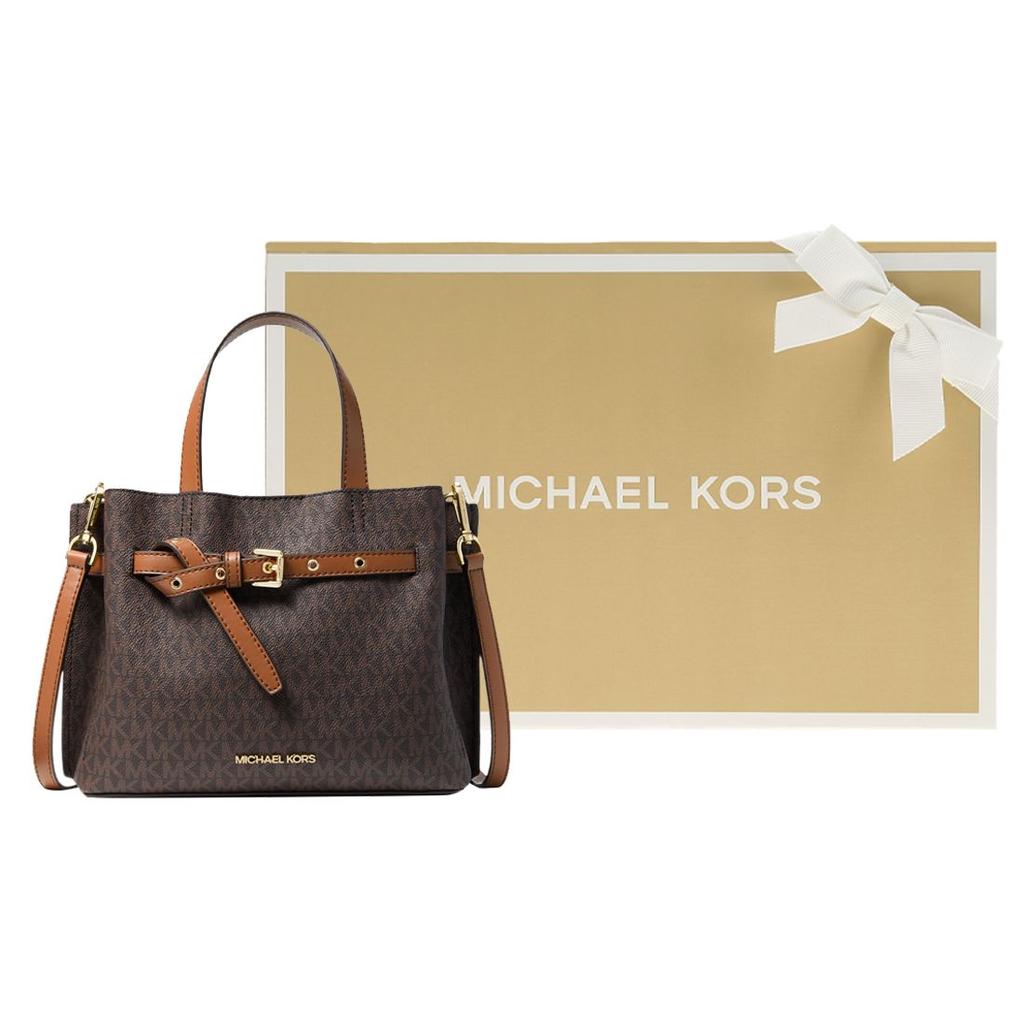 Michael Kors MK Emilia Classic Monogram Print Zipper Magnetic Closure Handbag Women Handbags Brown 35H0GU5S1B-200
