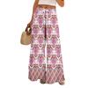 Women Summer Boho Palazzo Pants High Waist Wide Leg Floral Printing Casual Trousers With Pockets