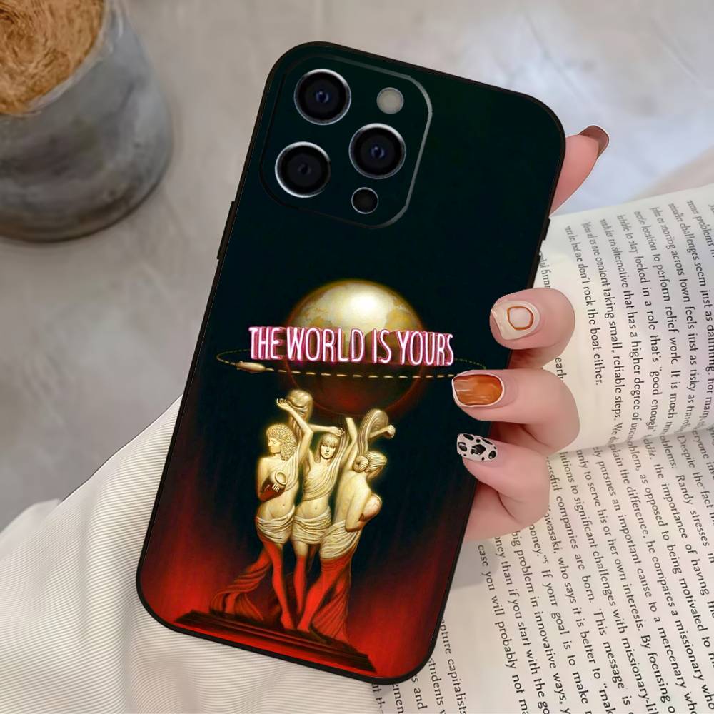 The World Is Yours S-Scarfaces Phone Case For IPhone 17,16,15,14,13,12,11,Plus,Pro,Max,Plus,XS,soft case Black silicone