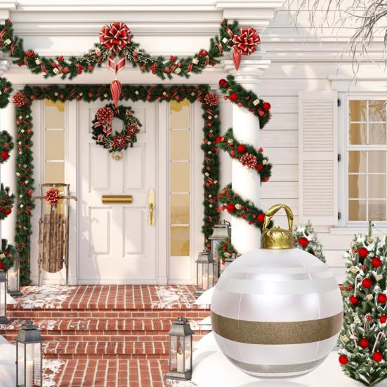 Рождественский надувной мяч Yousheng диаметром 60 см, водонепроницаемый рождественский мяч, устойчивый к разрывам, многоразовый, гигантский надувной мяч для праздничного декора двора, газона, крыльца