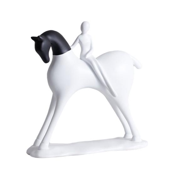 Abstract Man Black White Horse Figurine Modern Minimalist Artistic Horse Statue Resin Sculpture Home