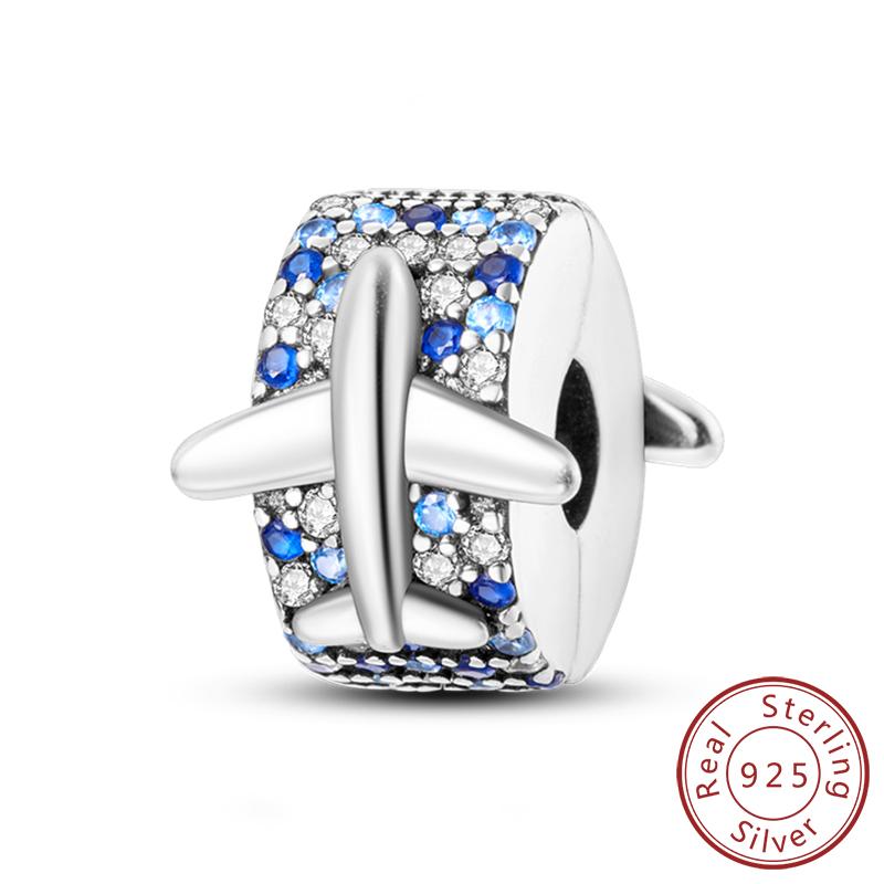 Copper Charms Bead Dangle Airplane Luggage Passport Travel Charms Fit Original Charms Bracelet Jewelry Gift