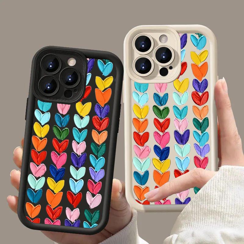 Масляная живопись Любовь Силиконовый чехол для телефона для IPhone 11 12 13 14 15 16 Pro Max 16E XS X XR 7 8 Plus SE2 Защитная крышка объектива камеры