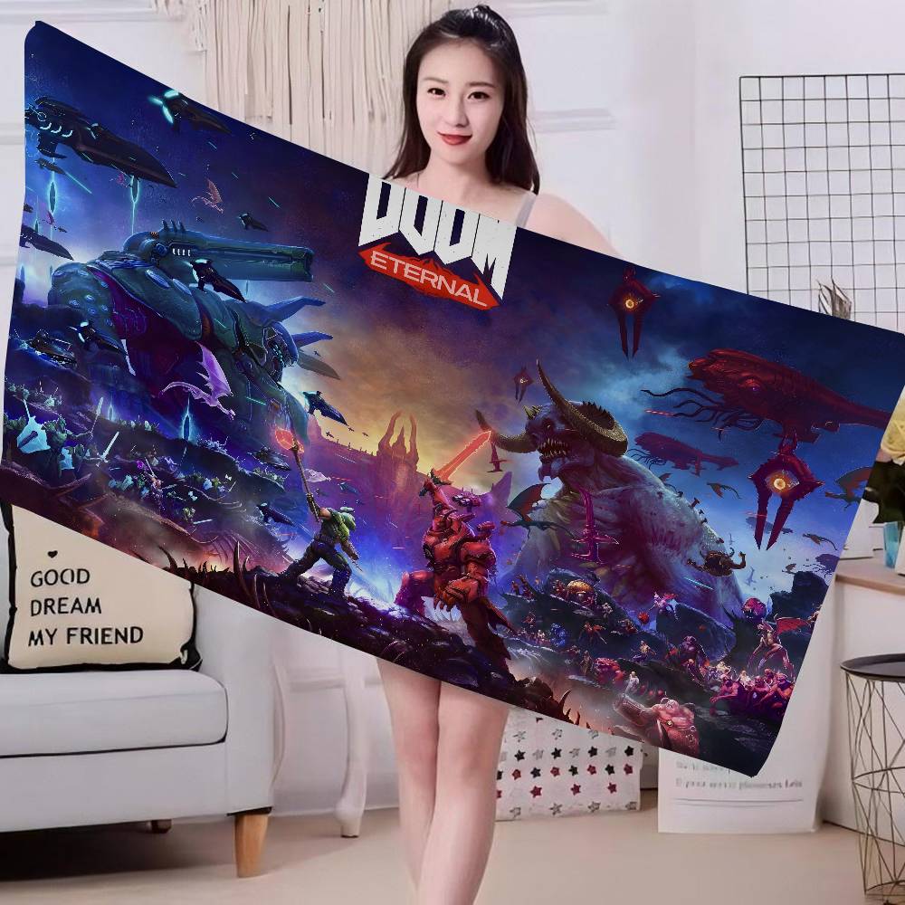 Игровой автомат D-Doom Микрофибровая одеяло Быстросохнущие пляжные полотенца Большой размер Печать Супервпитывающее Полотенце-одеяло для бассейна