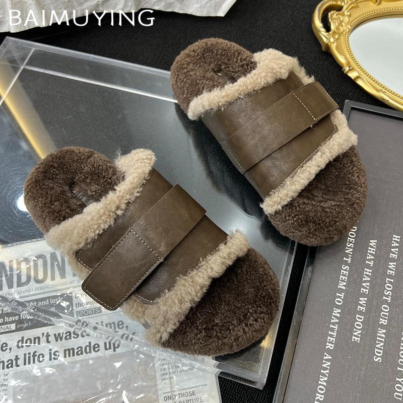 Меховые балетки женские тапочки короткие плюшевые туфли на платформе из хлопка дизайнерская зимняя повседневная обувь 2024 года тренд теплая домашняя уютная женская обувь