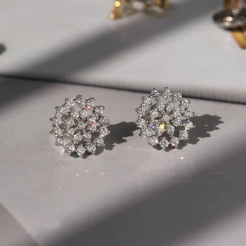 Huitan Sparkling Women Stud Earrings Full Shiny Cubic Zirconia Fresh Style Party Engagement Accessories Trendy Versatile Jewelry 1