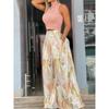Sleeveless Printed Wide-Leg Pantsuit Sleeveless Short Top Print Loose Pants Suit