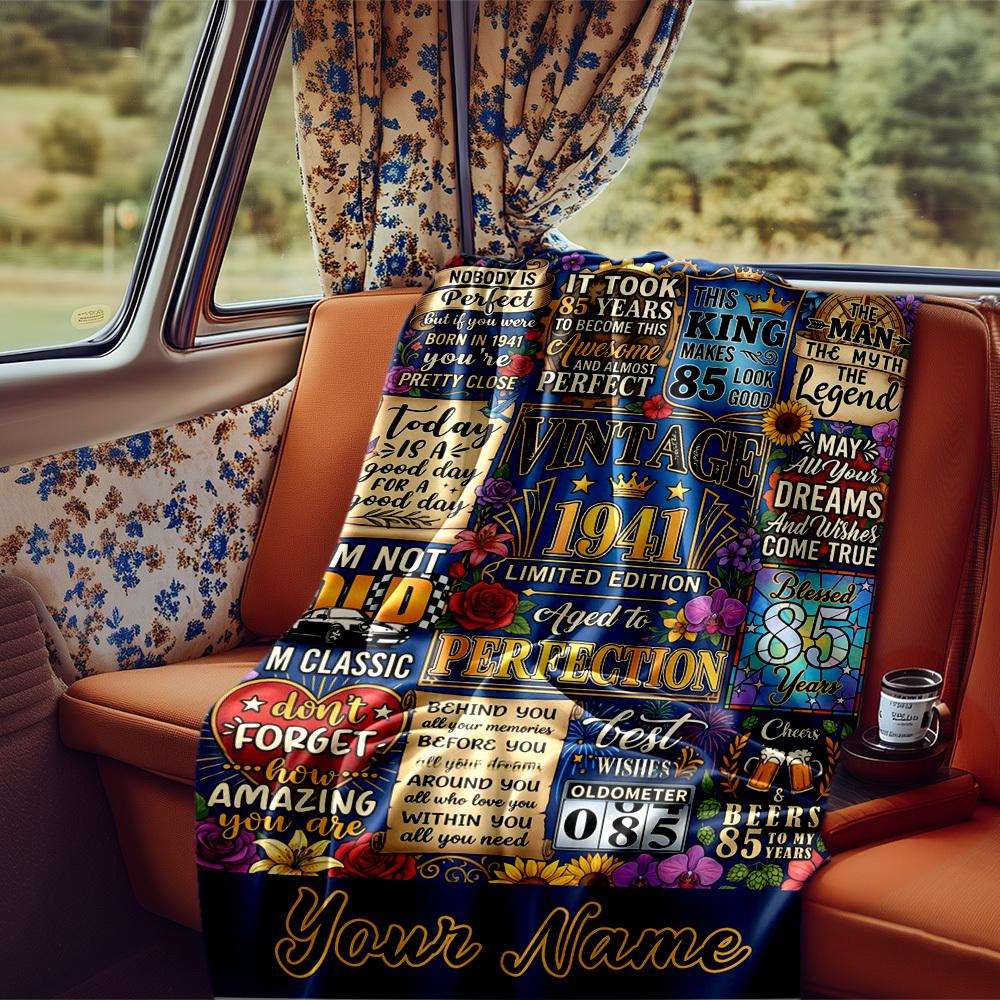 85Th Birthday Celebration Gift Blanket Ultrasoft Throw For Sofa Couch Office Bed Picnics Four Seasons Multipurpose Playful Design Unique Gift For