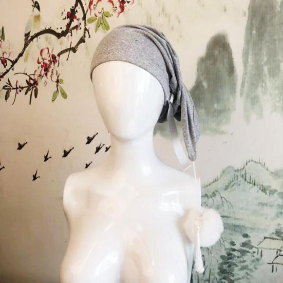 Unisex Night Sleeping Hat with Pom Ball Adjustable Solid Color Elastic Design