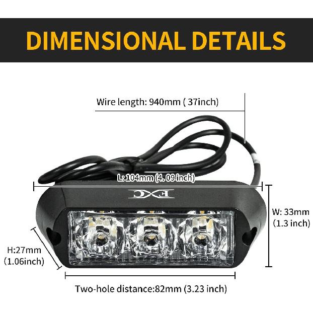 FXC (2 шт. 3-Светодиодный стробоскоп Фиолетовый Водонепроницаемый Аварийный маяк Мигалки, Предупреждающая полоса Purishion 12 различных режимов мигания Автомобиль Внедорожник Пикап Фургон…