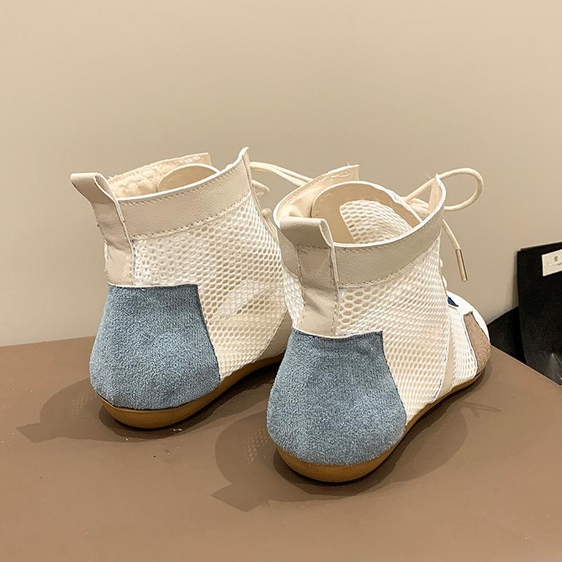 2025 Сандалии для женщин Лето Ретро Универсальные сетчатые полые дышащие повязки на голову Толстая подошва Повседневная верхняя одежда Высокие сандалии