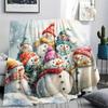 Snowmen Print Flannel Blanket, High quality Comfortable for All Seasons, Home Decor, Warmth and Comfort, Perfect for Christmas Gifts
