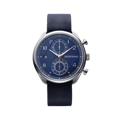 Часы Masterworks Quattro 002, часы, сделанные в Японии, кварцевые, 41 мм, кожаный ремешок, хронограф, темно-синие [MASTER WORKS] MW07SN-EDNVG8, мужские, мужские