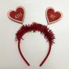 Delicate Banquet Party Hair Hoop with Heart Girls Valentines Headband with Tinsel Woman Teens Glitter Hair Accessory