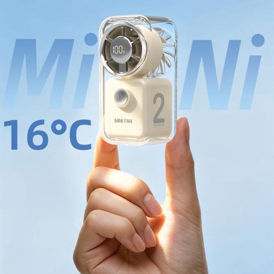 Mini Handheld Fan Transparent Cyber Portable Small Fan with Digital Display 3