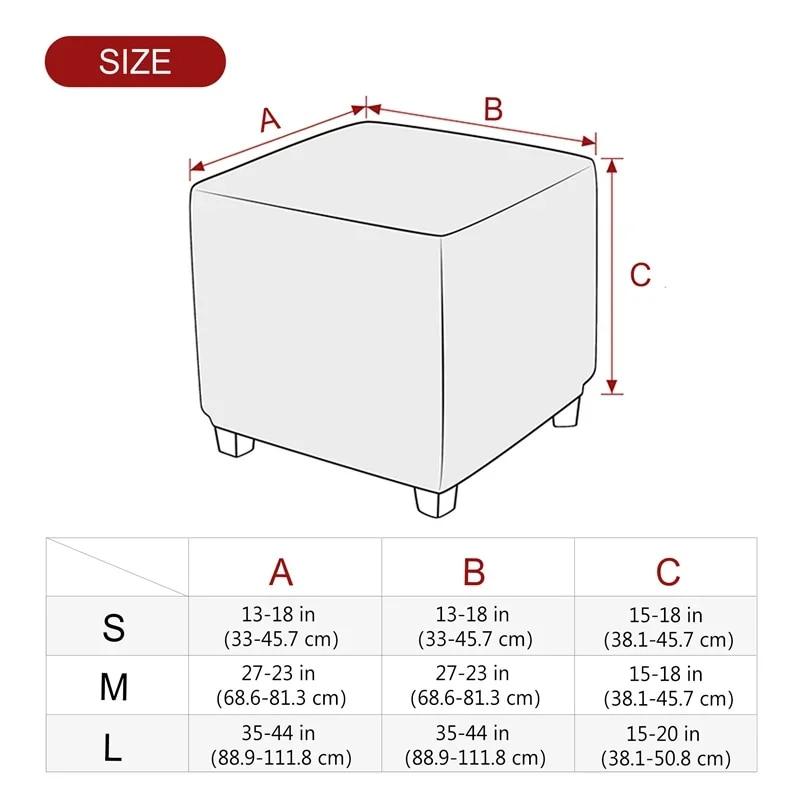 Velvet Ottoman Stool Cover Elastic Square Footstool Covers S/M All-inclusive Footrest Slipcovers for Living Room Housse De Pouf