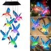 Color Changing Solar Hummingbird Wind Chime Waterproof Solar Lights  Courtyard