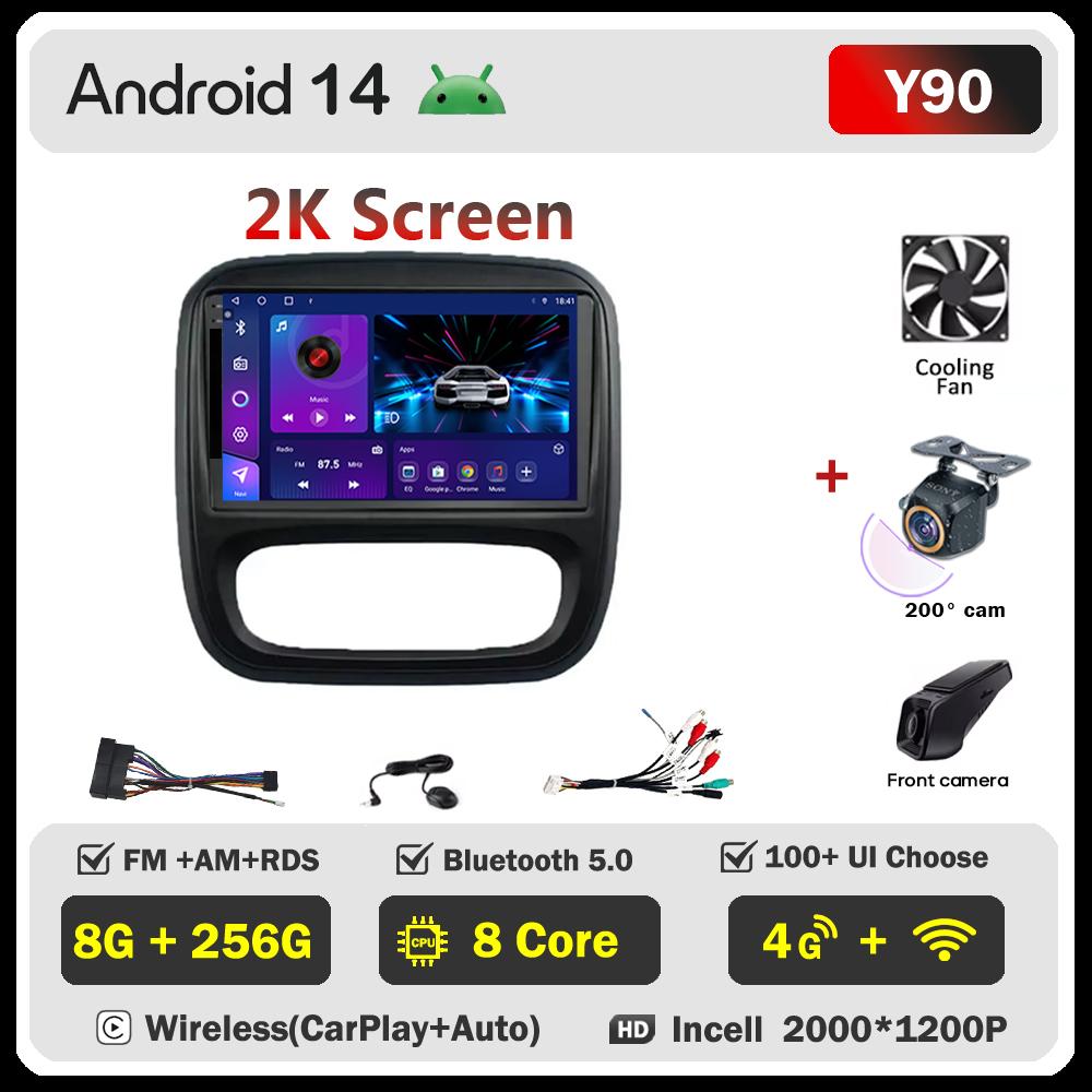 Android 14 интеллектуальные автомобильные системы для Renault Traffic 3 2014 - 2021 для Opel Vivaro B 2014 - 2018 автомобильный радиоплеер стерео головное устройство