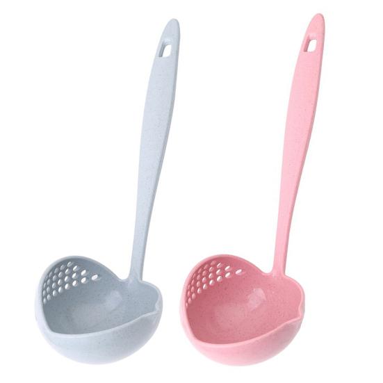 2-In-1 Long Handle Soup Ladle with Strainer Soup Spoon Essential Kitchen Tool for Cooking And Serving Hot Soups