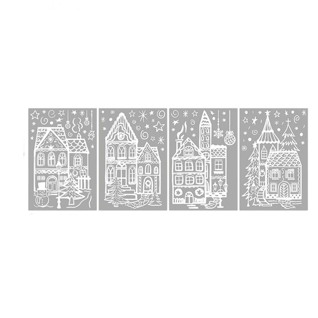 Christmas Village Stickers, DIY Christmas Window Stickers, Used For Mirrors And Glass, Reusable Large Festival Window Stickers