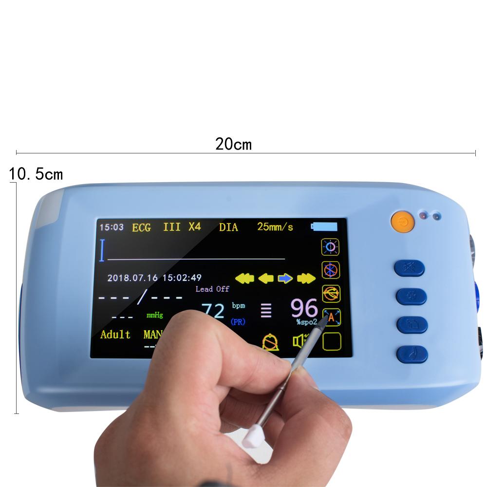 Портативный 6-параметрический монитор показателей жизнедеятельности Монитор пациента ЭКГ НИАД Spo2 Частота пульса Температура