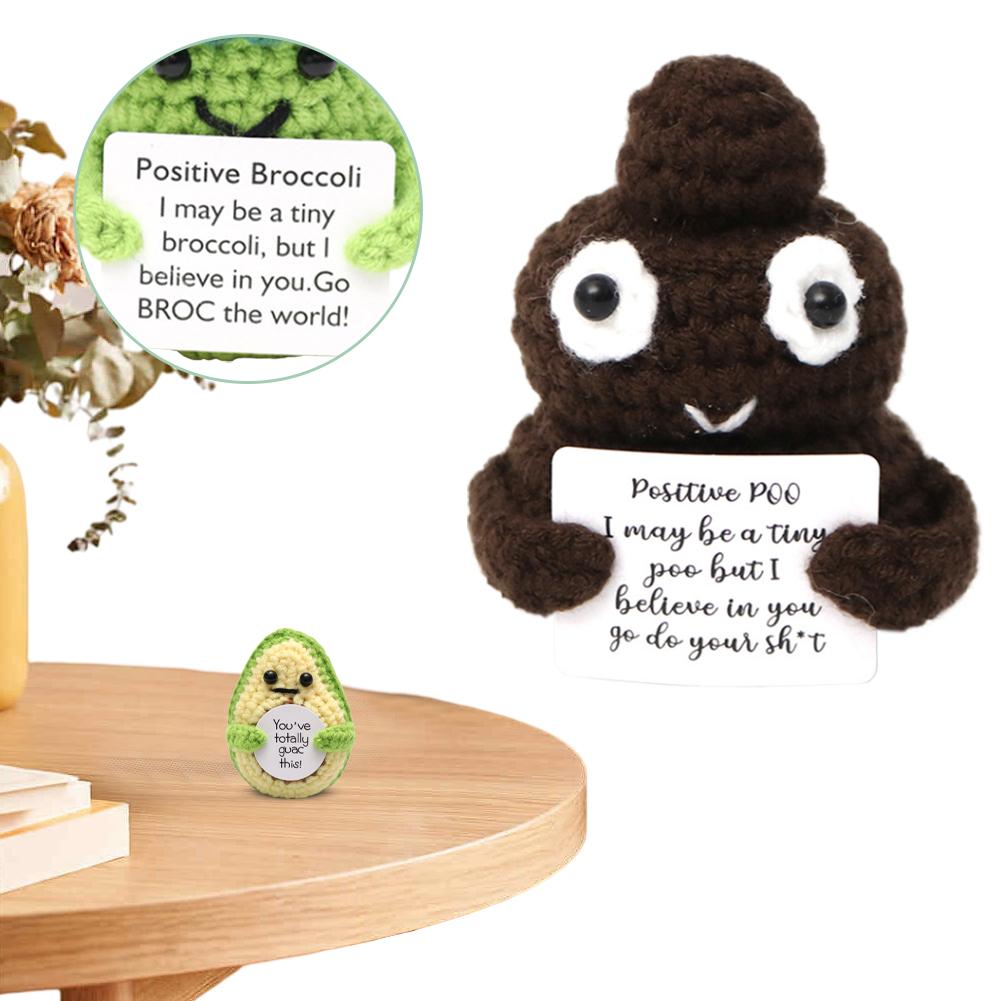 Plush Knitting Toys with Card Funny Positive Toy Creative Inspirational Crochet Dolls Birthday Party Decor