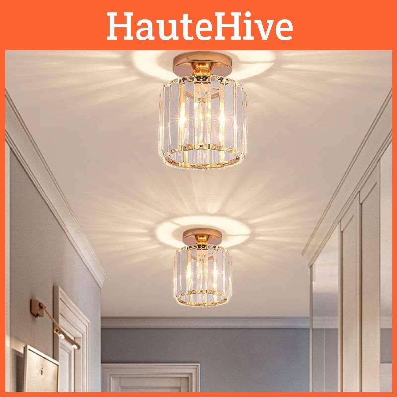 Стильный современный хрустальный потолочный светильник элегантного дизайна для прихожей, коридора в черном и золотом цвете