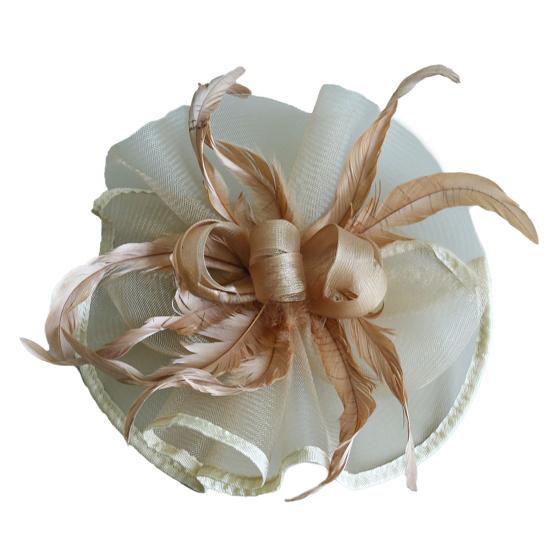Women Fascinator Hat Tea Party Wedding Flower Feathers Headpiece Handmade Gauze Headband Clip Bridal Hair Accessories