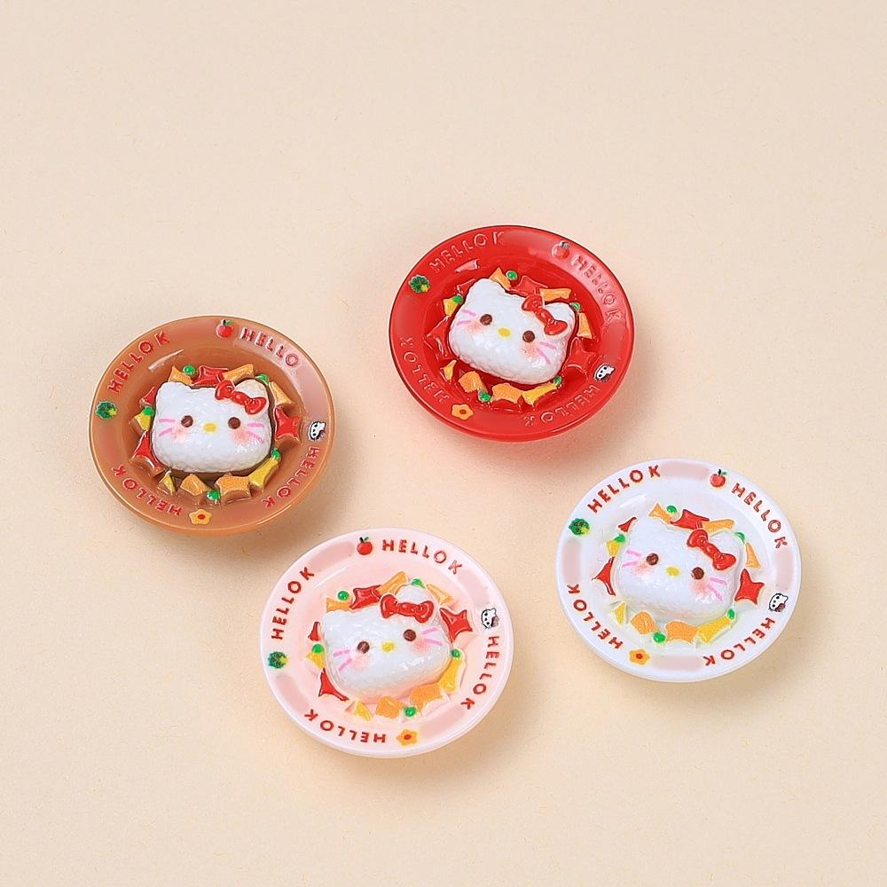 20/100PCS Rice and vegetable roll cat plate food play cartoon diy accessories cream gel resin small accessories hairpin material