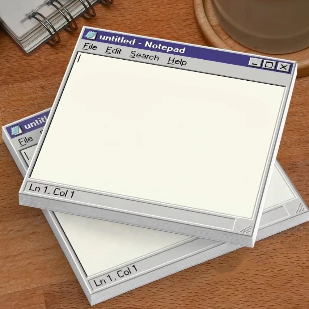2PCS Self-Adhesive Retro Computer Style Sticky Notes Windows Style Creative Portable Notepad Unique Reminder Notes Office Use