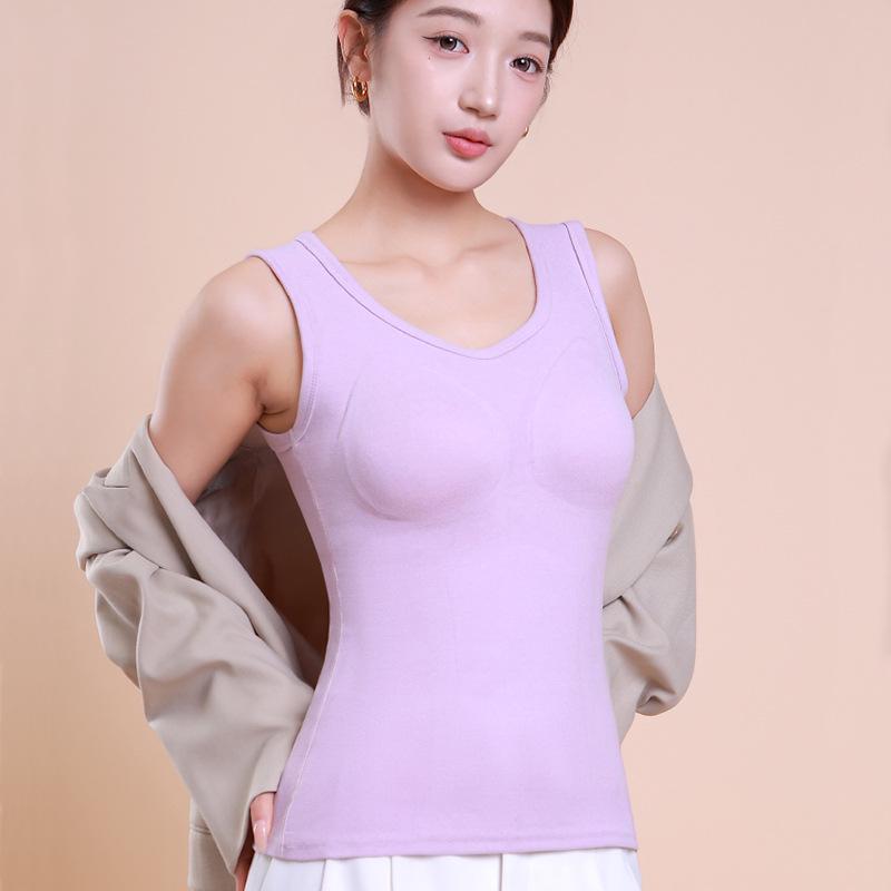 Женский теплый жилет из мериносовой шерсти со встроенными подушечками и фиксированными чашками для осени/зимы